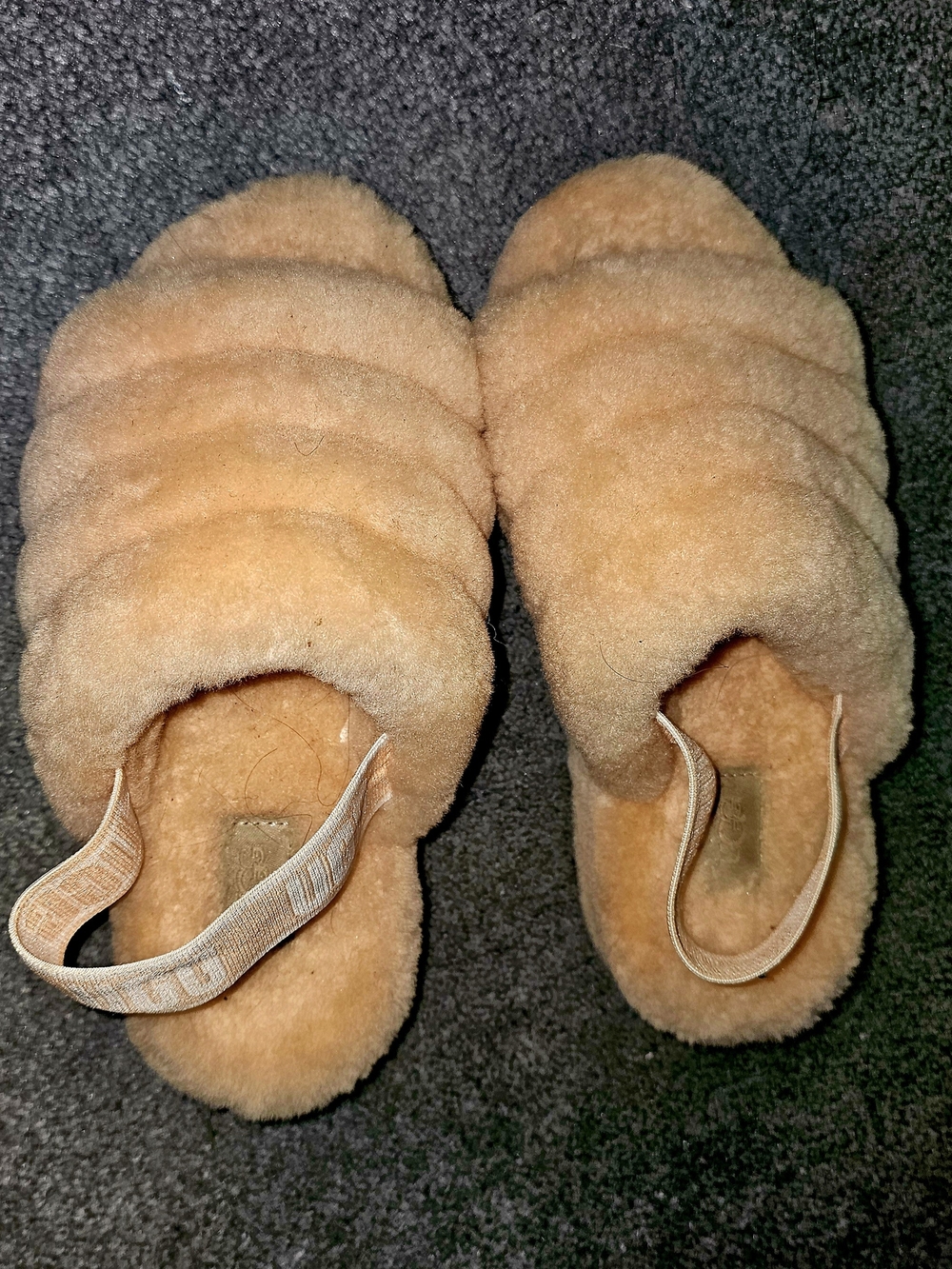 UGG Chestnut Quilted Faux-Shearling Slide Slippers with Back Strap